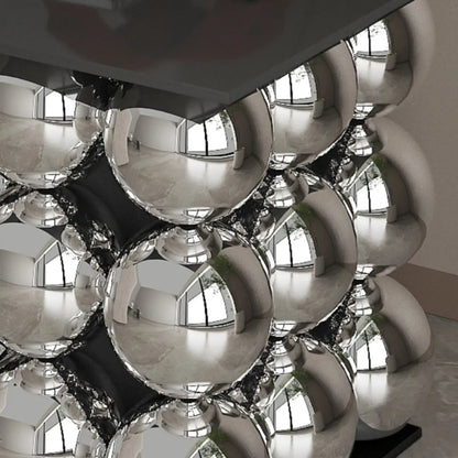 Table d'appoint moderne et artistique sur piédestal en métal avec plateau en pierre