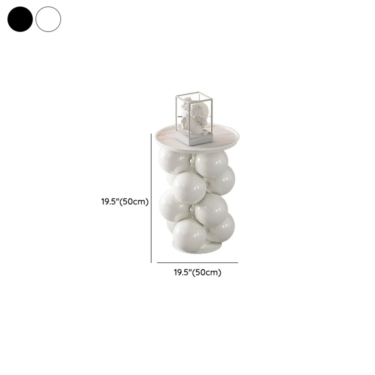 Table d'appoint moderne et artistique sur piédestal en métal avec plateau en pierre