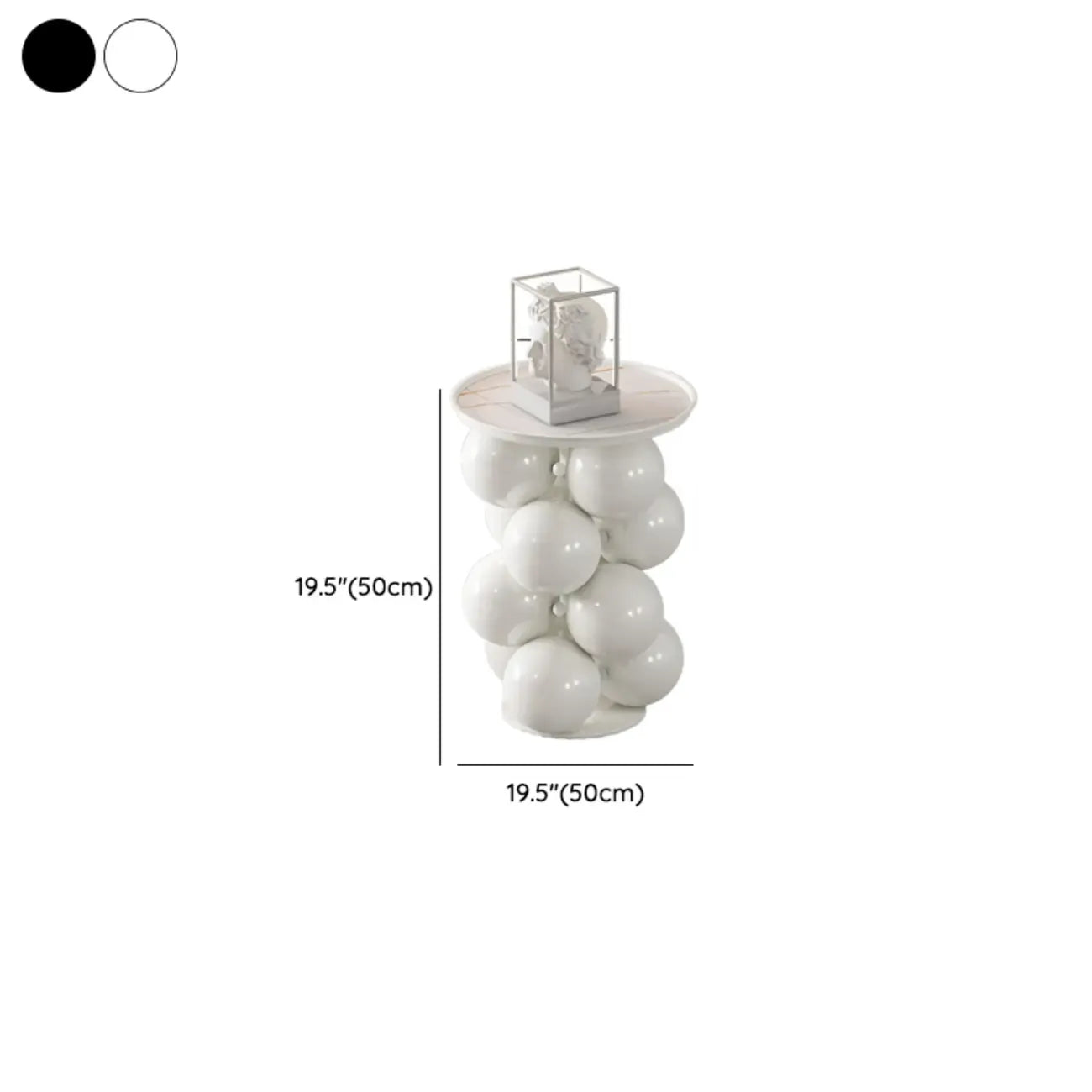 Table d'appoint moderne et artistique sur piédestal en métal avec plateau en pierre