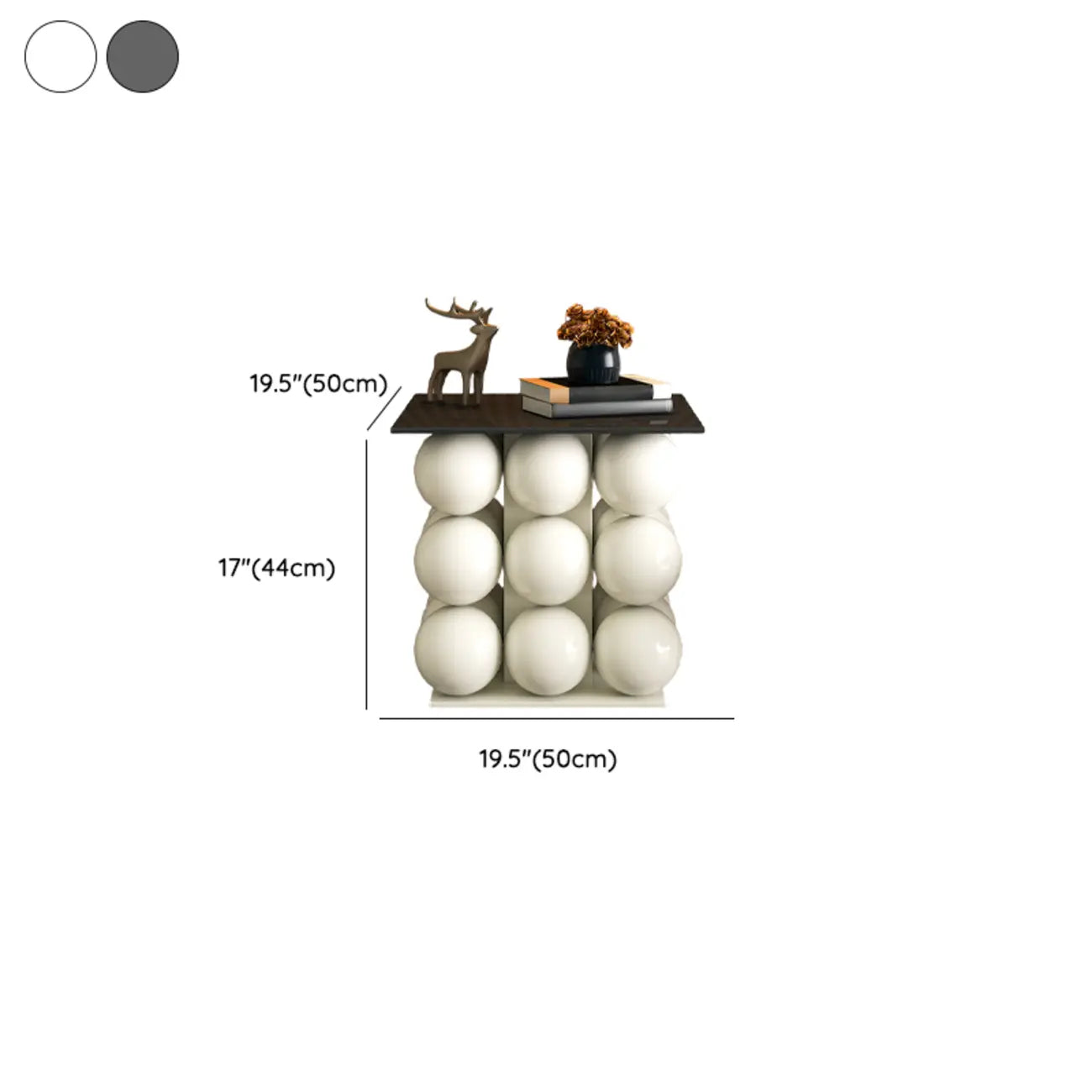 Table d'appoint moderne et artistique sur piédestal en métal avec plateau en pierre