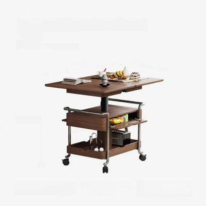 Table d'appoint pratique et traditionnelle en bois à roulettes