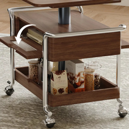 Table d'appoint pratique et traditionnelle en bois à roulettes