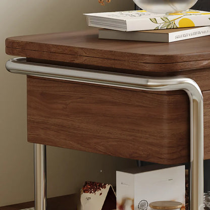 Table d'appoint pratique et traditionnelle en bois à roulettes