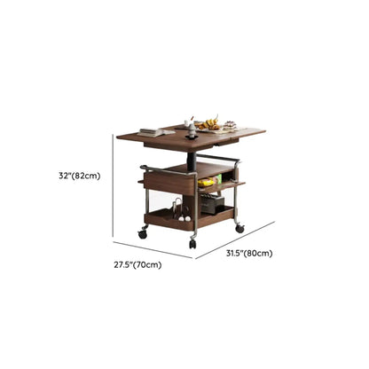 Table d'appoint pratique et traditionnelle en bois à roulettes