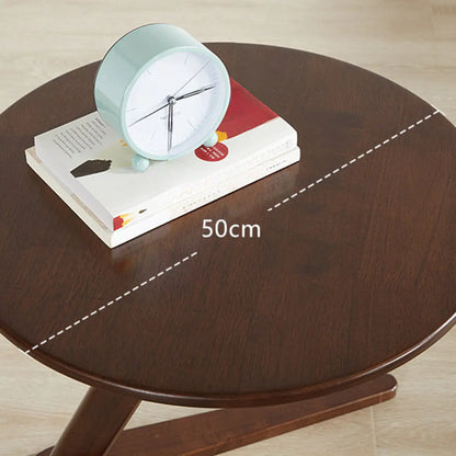 Table d'appoint ronde en bois abstrait style milieu du siècle