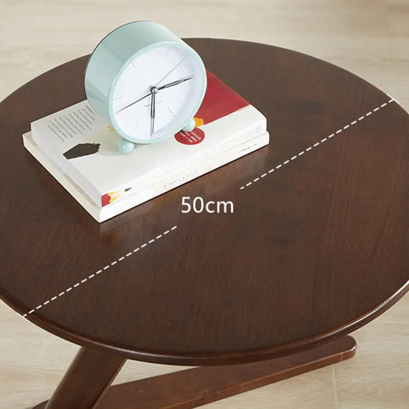 Table d'appoint ronde en bois abstrait style milieu du siècle