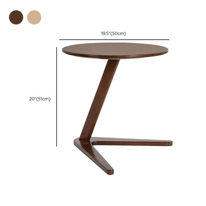 Table d'appoint ronde en bois abstrait style milieu du siècle