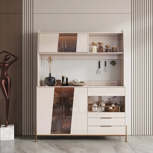 Buffet de rangement de luxe en MDF avec panneau perforé et accents dorés