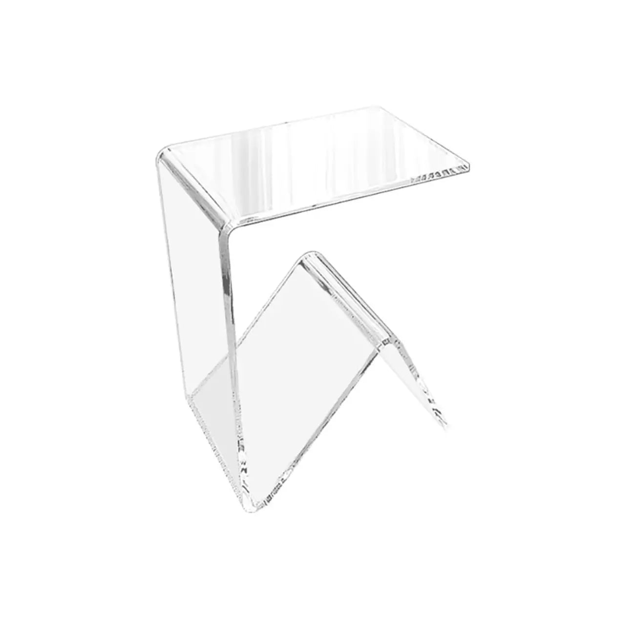 Table d'appoint abstraite en acrylique en forme de C, noir/transparent