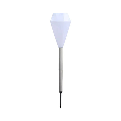 Élégantes lampes solaires LED blanches en forme de diamant pour allées de jardin