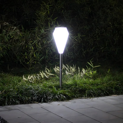 Élégantes lampes solaires LED blanches en forme de diamant pour allées de jardin
