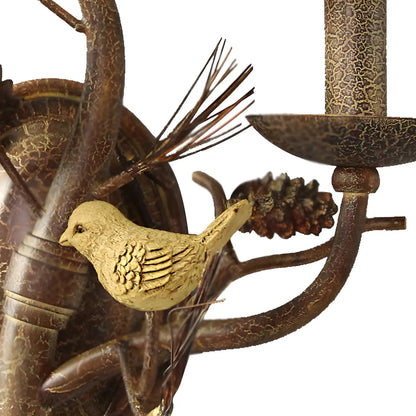 Applique murale traditionnelle à 2 lumières en résine rouille et tissu