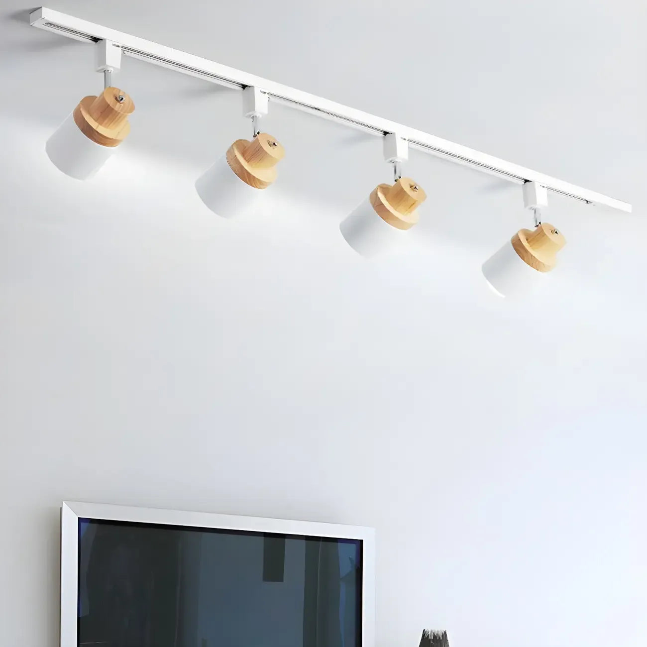 Lampadaire coulissant moderne à 4 lumières avec base en métal et bois