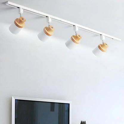 Lampadaire coulissant moderne à 4 lumières avec base en métal et bois