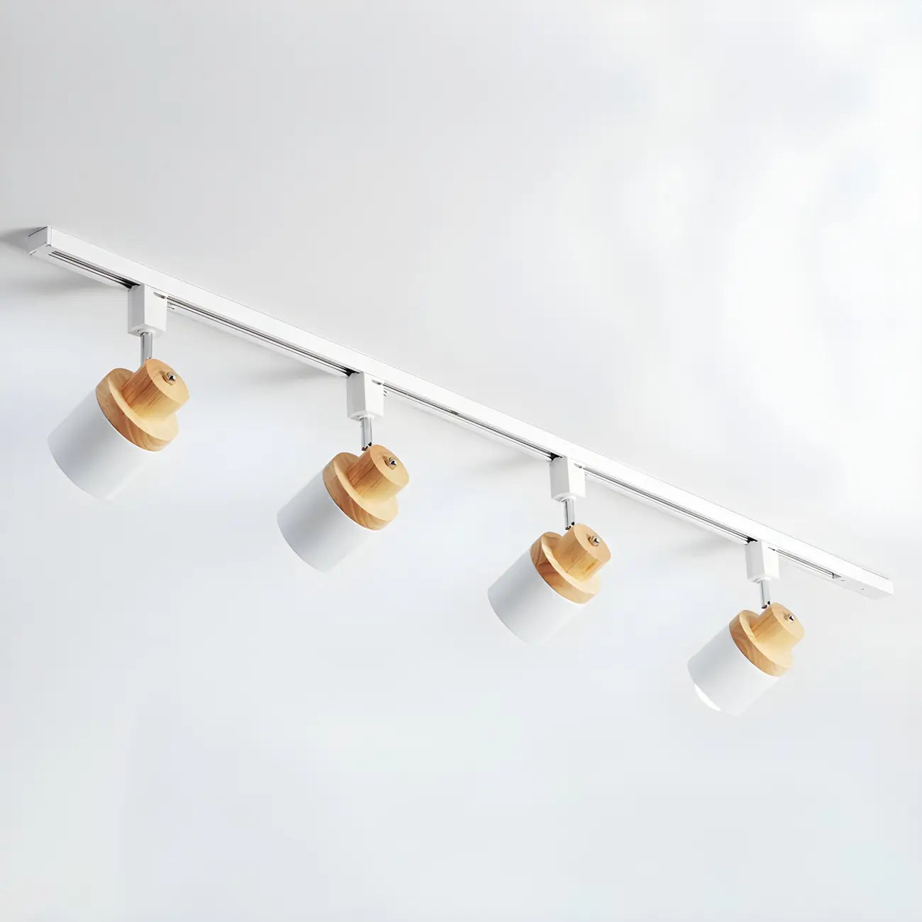 Lampadaire coulissant moderne à 4 lumières avec base en métal et bois