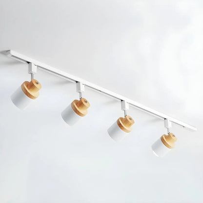 Lampadaire coulissant moderne à 4 lumières avec base en métal et bois