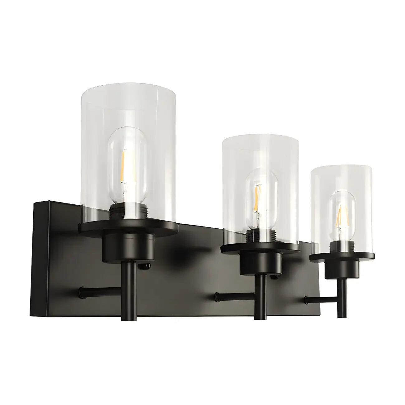 Applique murale industrielle cylindrique en verre noir pour salle de bain