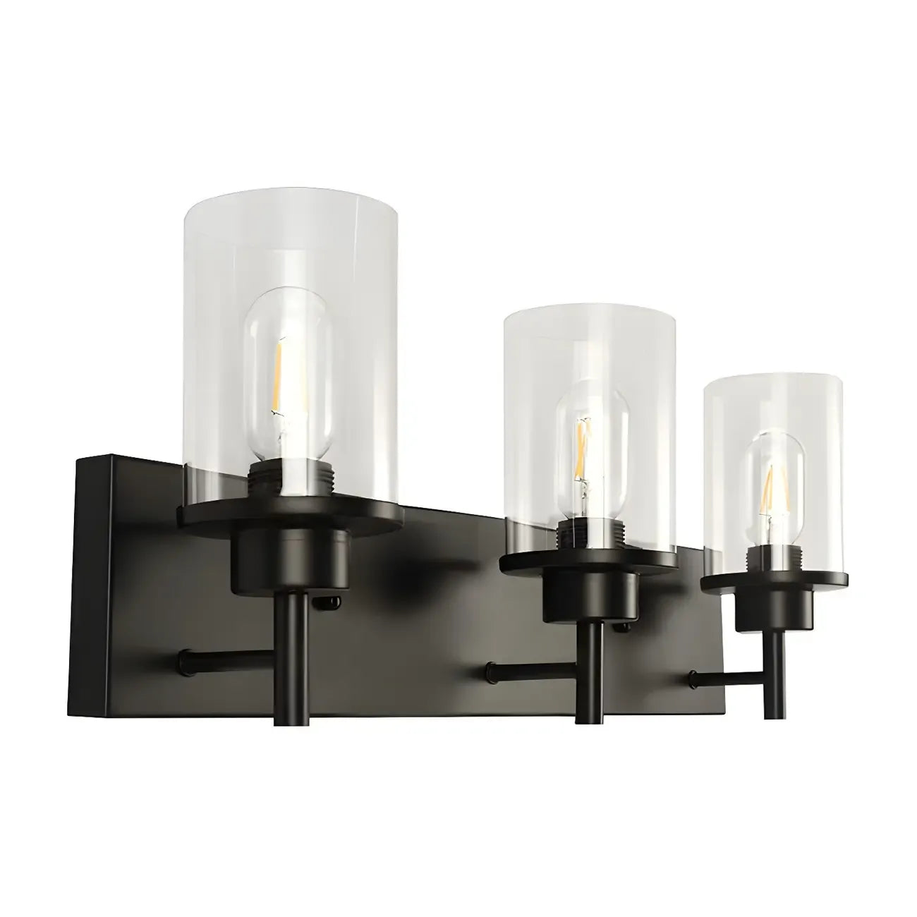 Applique murale industrielle cylindrique en verre noir pour salle de bain