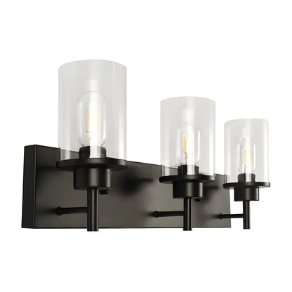 Applique murale industrielle cylindrique en verre noir pour salle de bain