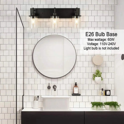 Applique murale industrielle cylindrique en verre noir pour salle de bain