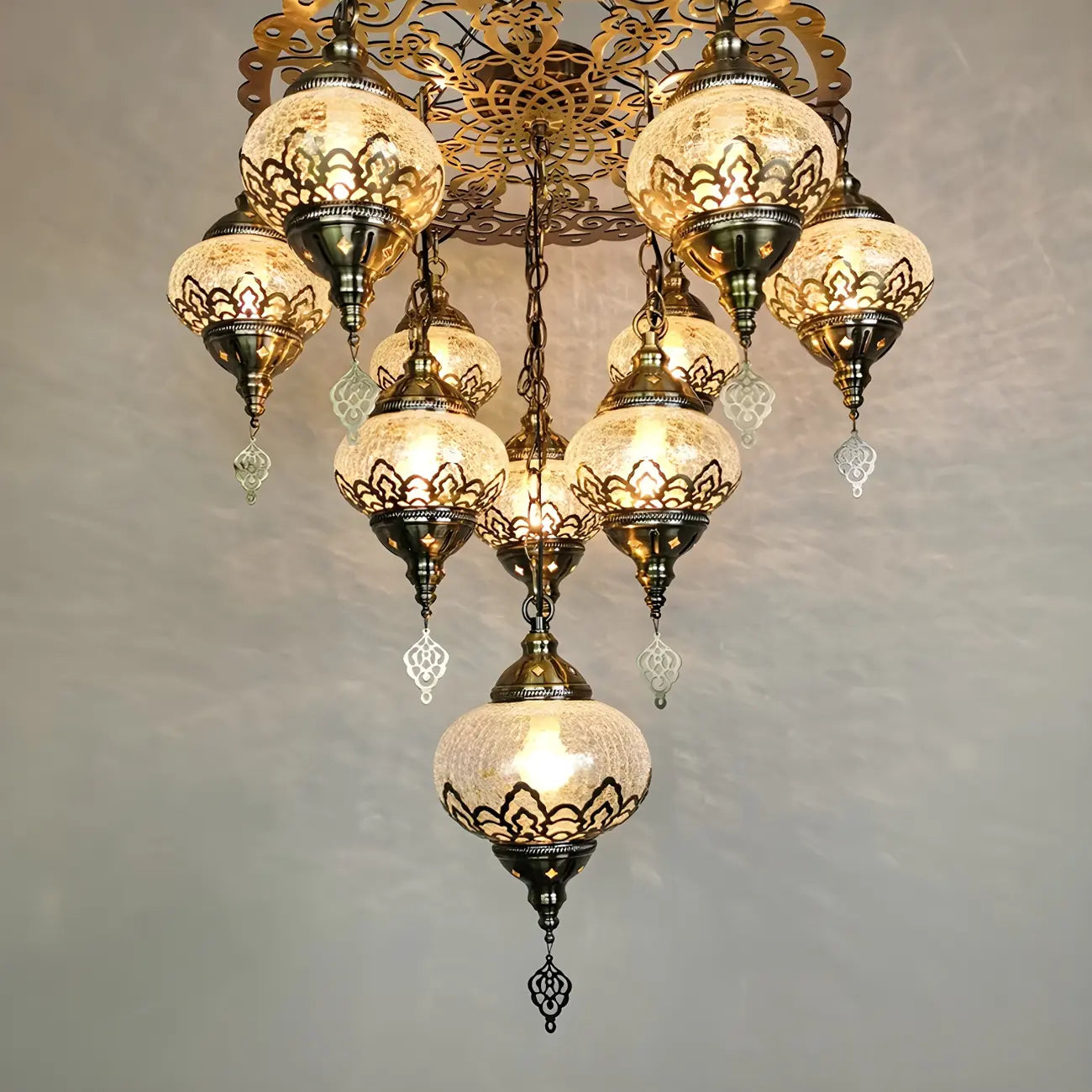 Ornement de lustre en verre cristal bronze au design unique