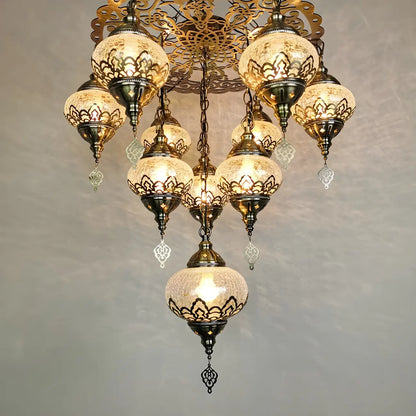 Ornement de lustre en verre cristal bronze au design unique