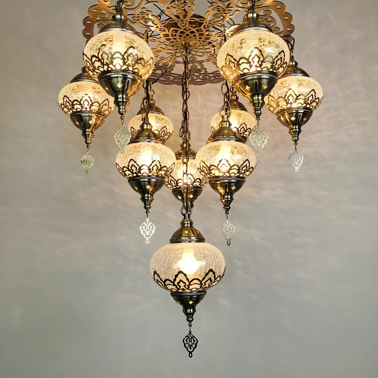 Ornement de lustre en verre cristal bronze au design unique