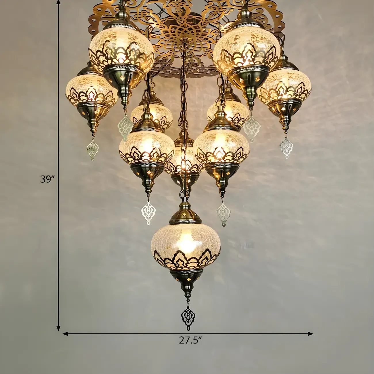 Ornement de lustre en verre cristal bronze au design unique