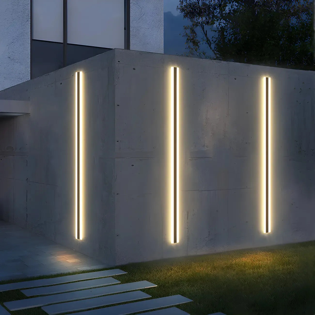 Appliques murales extérieures linéaires modernes en métal noir à LED