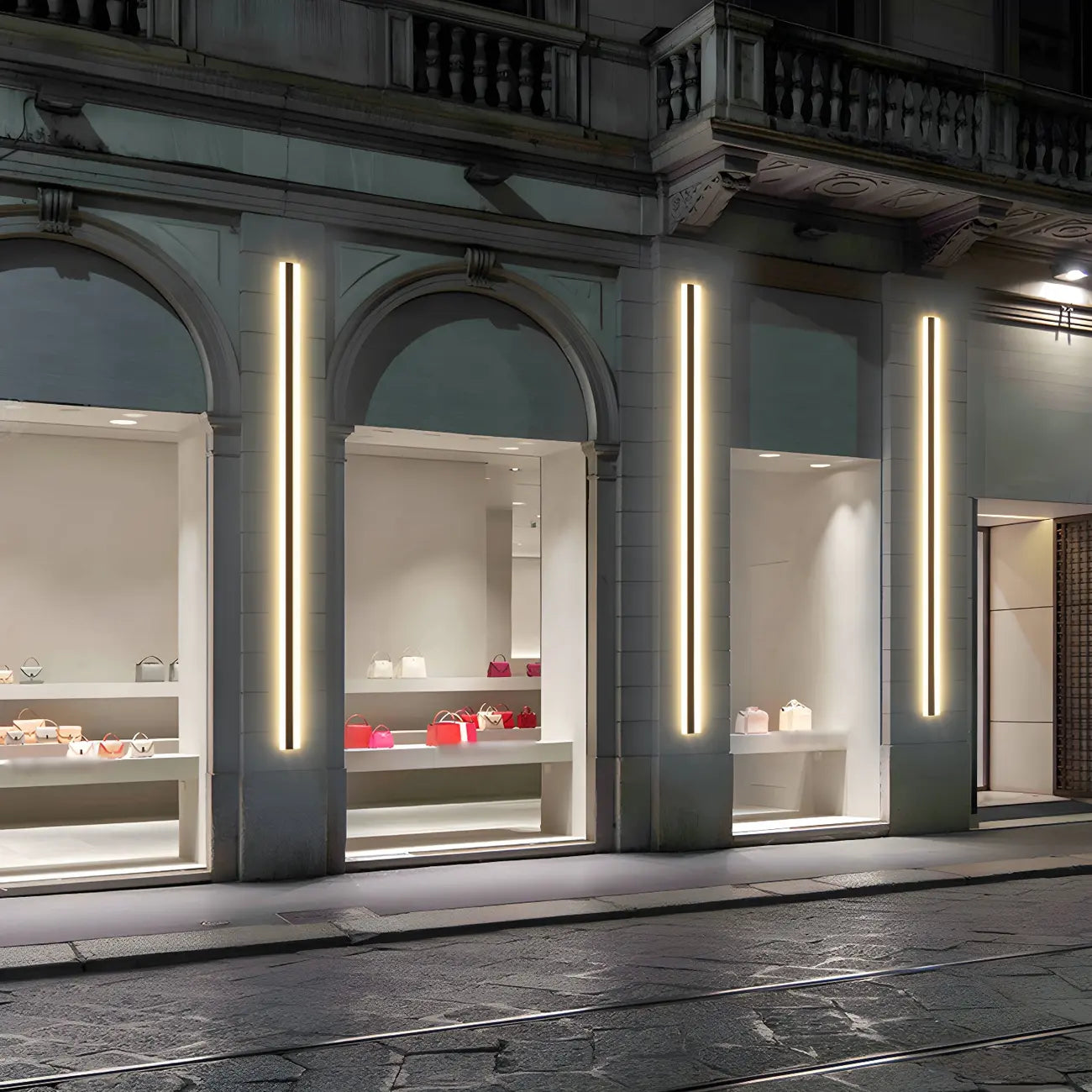 Appliques murales extérieures linéaires modernes en métal noir à LED