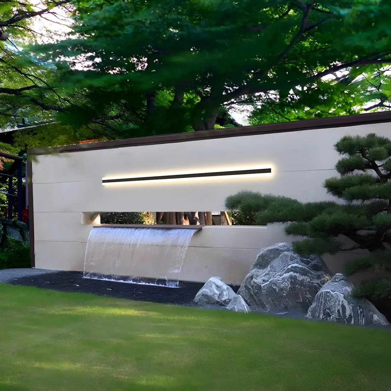 Appliques murales extérieures linéaires modernes en métal noir à LED