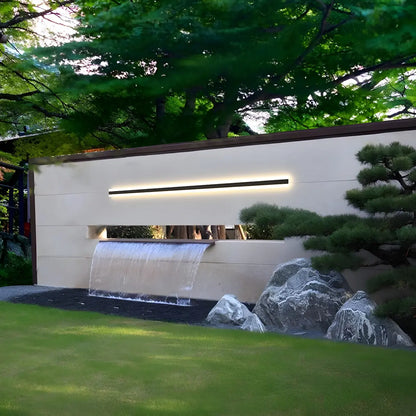 Appliques murales extérieures linéaires modernes en métal noir à LED