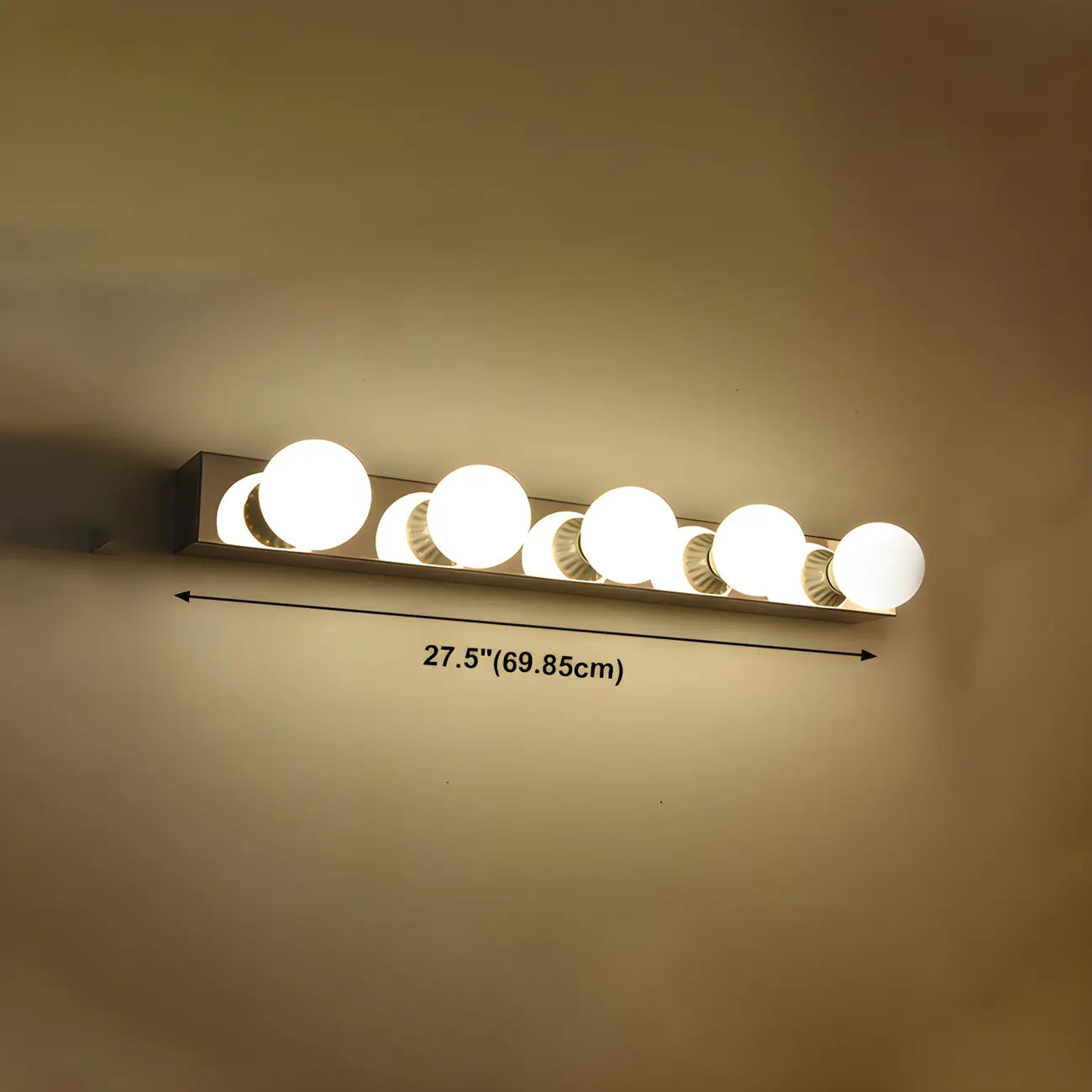 Applique murale moderne argentée à plusieurs ampoules pour salle de bain