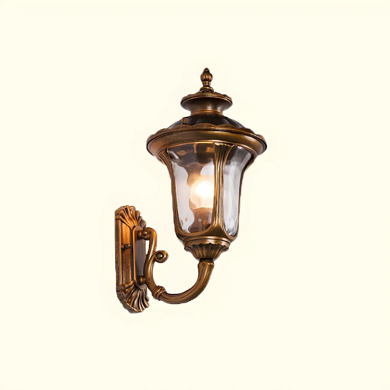 Applique murale d'extérieur antique en métal noir et verre