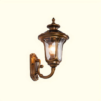 Applique murale d'extérieur antique en métal noir et verre