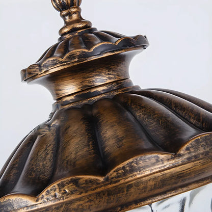 Applique murale d'extérieur antique en métal noir et verre