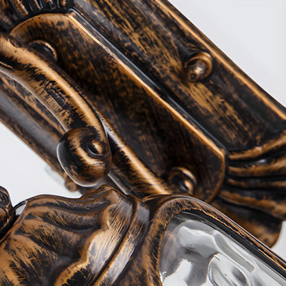 Applique murale d'extérieur antique en métal noir et verre