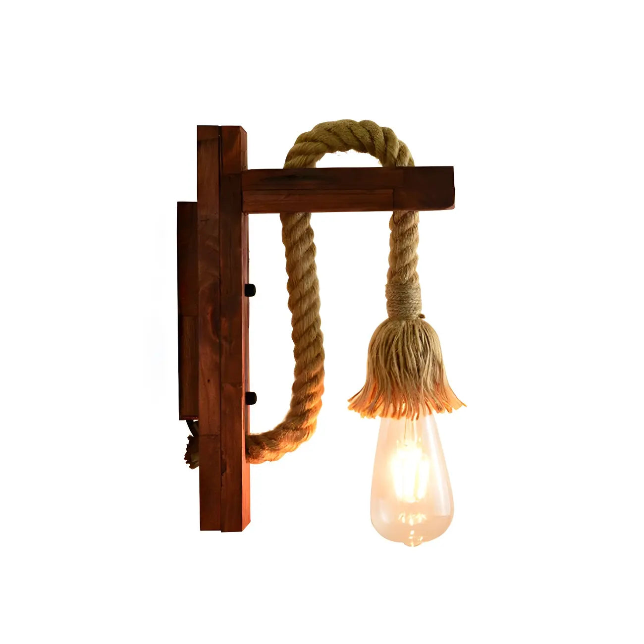 Applique murale industrielle rustique en corde de bois pour chambre à coucher