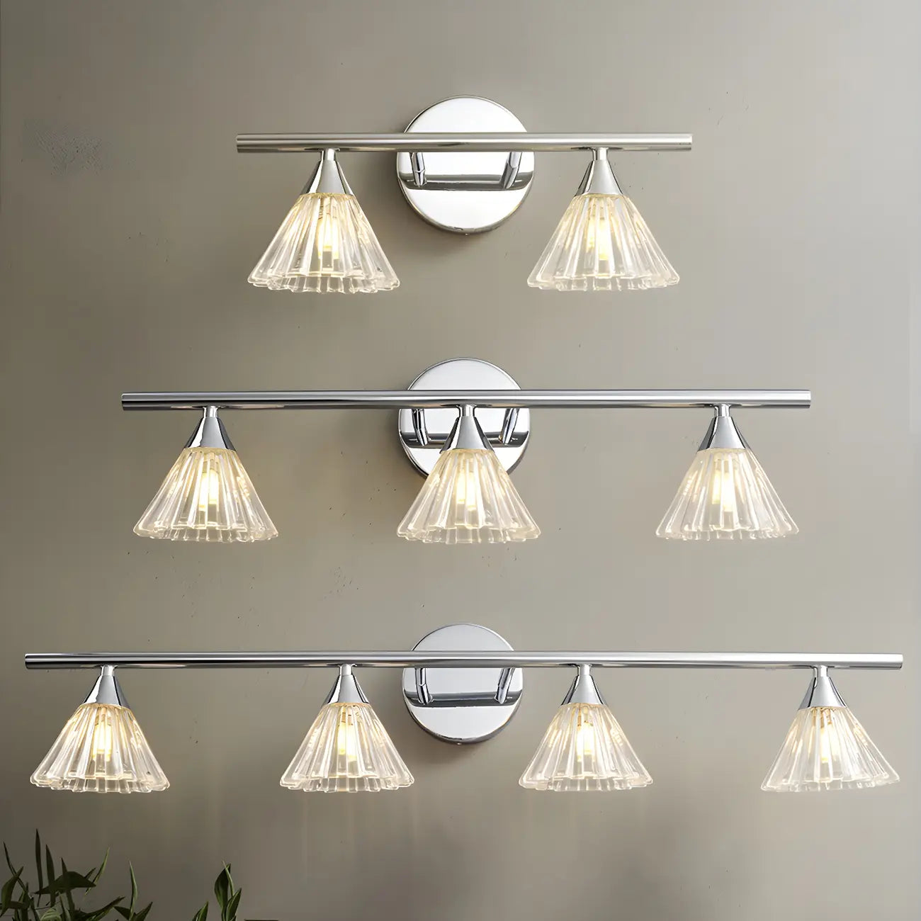Applique murale moderne en verre argenté pour salle de bain