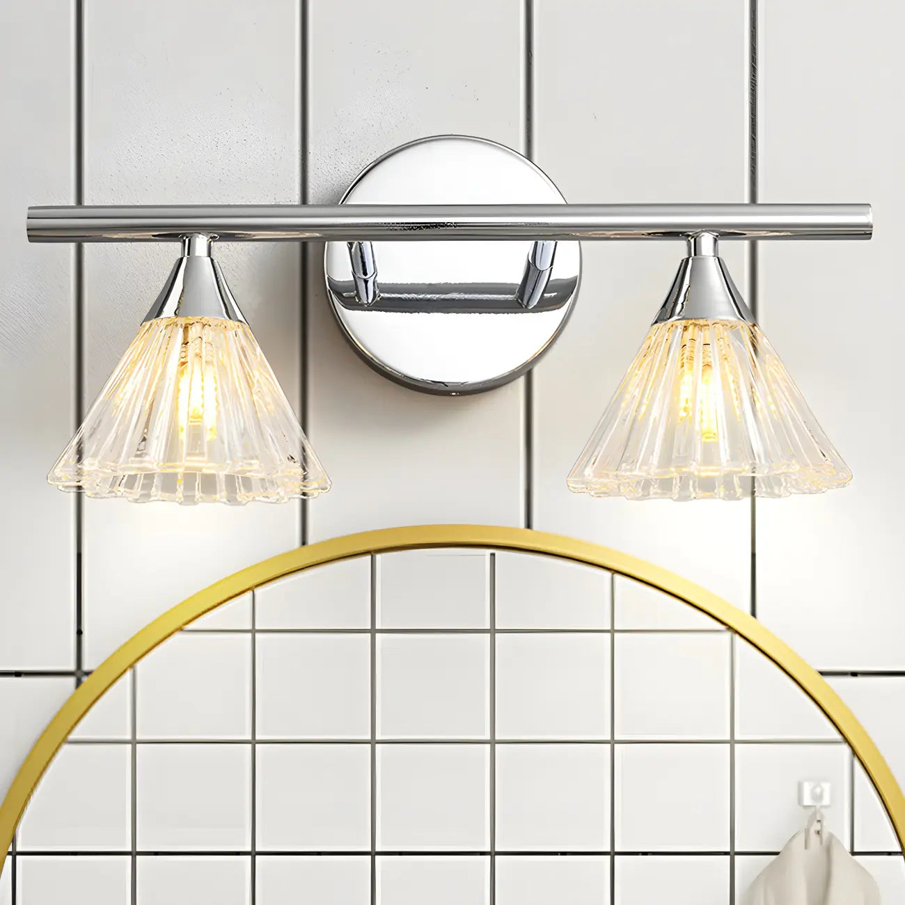 Applique murale moderne en verre argenté pour salle de bain