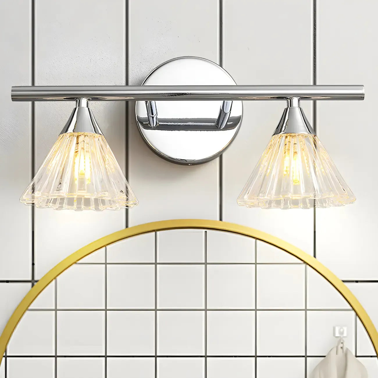 Applique murale moderne en verre argenté pour salle de bain