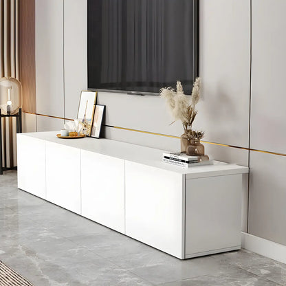 Meuble TV en bois blanc avec tiroirs et gestion des câbles (63 pouces)