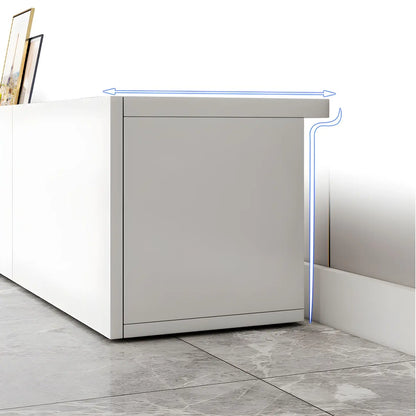 Meuble TV en bois blanc avec tiroirs et gestion des câbles (63 pouces)