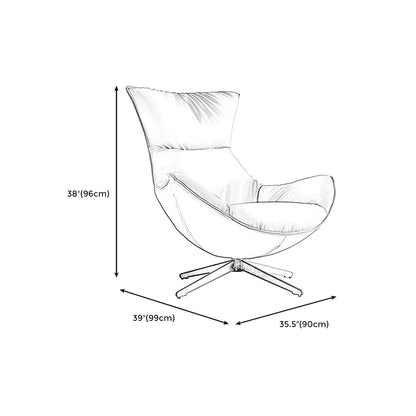 Fauteuil lounge moderne en cuir marron avec repose-pieds