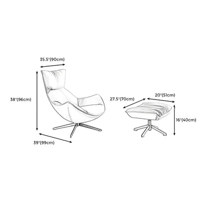 Fauteuil lounge moderne en cuir marron avec repose-pieds