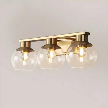 Applique murale moderne en verre transparent doré sous dôme pour salle de bain