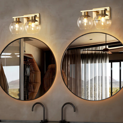 Applique murale moderne en verre transparent doré sous dôme pour salle de bain