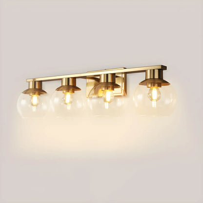 Applique murale moderne en verre transparent doré sous dôme pour salle de bain