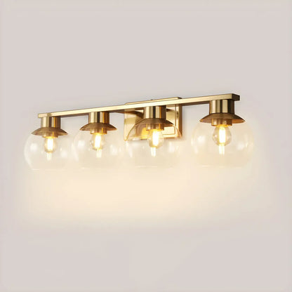 Applique murale moderne en verre transparent doré sous dôme pour salle de bain