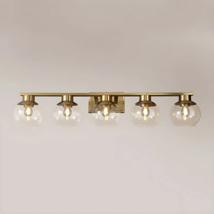 Applique murale moderne en verre transparent doré sous dôme pour salle de bain